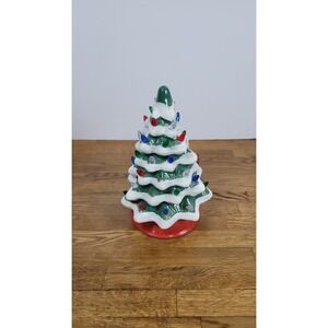 2014 Merch 11" Ceramic Lighted Frosted Christmas Tree Incomplete